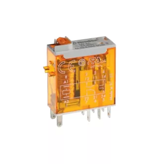   Finder 46.52.8.230.0040 Miniatűr ipari relé, dugaszolható, mechanikai állapotjelzés + tesztgomb, 2 váltóérintkező 8A tekercs: 230V AC