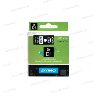   DYMO 12mm x 7m feliratozógép D1 szalag fehér/fekete 45021 S0720610