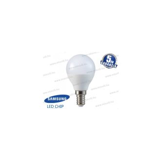   V-TAC SKU-264 LED izzó E14 gömb 5,5W 3000K 470lm 180° vil.szög Samsung Chip 5 Év Garancia A+
