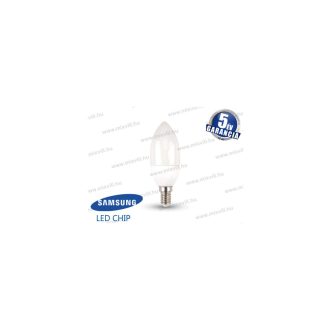   V-TAC SKU-259 LED lámpa E14 gyertya 5,5W 4000K 470lm 180° vil.szög Samsung Chip 5 Év Garancia A+