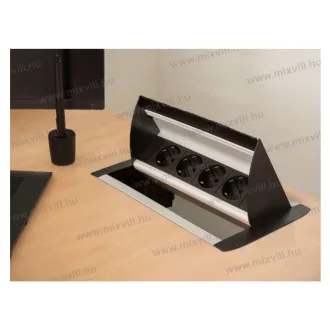   Rejtett 4-es elosztó, felnyíló szálcsiszolt kivitel, gyermekvédelmi retesszel, 3500W, 16A, 20445