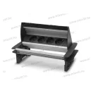 Rejtett 4-es elosztó, felnyíló szálcsiszolt kivitel, gyermekvédelmi retesszel, 3500W, 16A, 20445