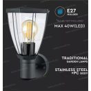 V-TAC SKU-8628 kültéri mennyezeti lámpa E27 foglalattal antracit színben IP44