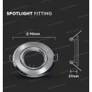 V-TAC SKU-8939 SPOT beépíthető lámpa síkban billenthető szatén króm 74mm kivágás