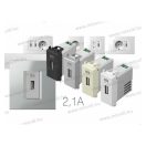 MODUL 1M USB töltő aljzat 5V 2,1A fekete EM66SB(38159) kif.