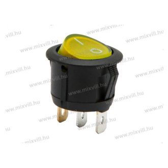   09085YE Kerek billenő kapcsoló sárga világítással I-O állás 6A-250V