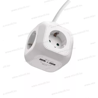 Em hosszabbító 4x2+f +2db USB 1,9M P04219GU