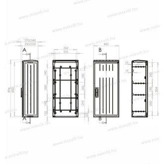   Csatári Plast PVT-K-40x88/25 JB 40x88 Fogyasztásmérő szekrény üres, kültéri, lábazat nélkül CSP 7100