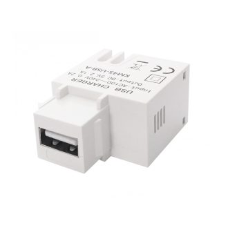   OMU system KM45-USB-A USB töltő keystone modul 2,1A 5VDC moduláris, szerelvényezhető műanyag csatorn
