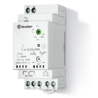   Finder 11.41.8.230.0000 Sorbaépíthető fénykapcsoló, 1000 lx-ig, 1 váltóérintkező 16 A, tápfeszültség: 230 V AC