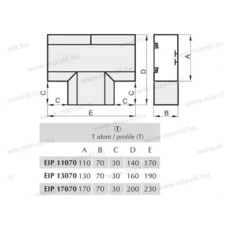 T 11070 T-idom 110x70 parapet kábelcsatornákhoz