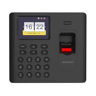   Hikvision Munkaidő nyilvántartó terminál DS-K1A802AMF-B ujjlenyomat kártya kód, LCD kiejlző, 10/100,