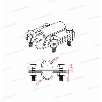   MGKS-02/20/20 AA AiSi-430 W091mm 80x80 mm multikapocs 16mm - 20mm köracél összekötéséhez rozsdamente