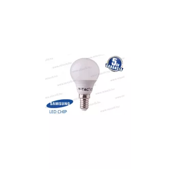   V-TAC SKU-865 LED lámpa E14 P45 kisgömb 7W 6400K 600lm 180° vil.szög Samsung Chip 5 Év Garancia A+