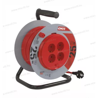   Kábeldob, dobos hosszabbító 4 aljzat 25m 1,5mm2 H05VV-F3G IP20 P19427 Emos