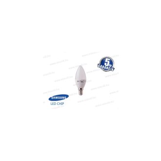   V-TAC SKU-172 LED izzó E14 gyertya 5,5W 4000K 470lm 200° vil.szög Samsung Chip 5 Év Garancia A+