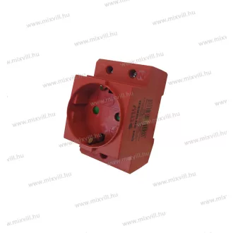   OMU DIN SD16RED DIN sínes dugalj 16A 2+F schucko, biztonsági zsaluval PIROS