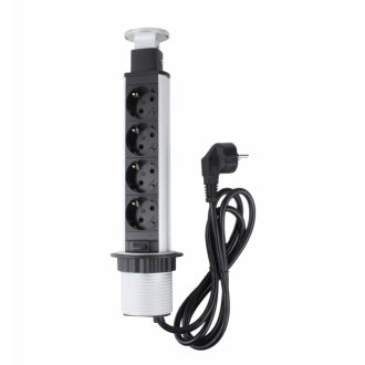   OMU system POP7 4G bútorba építhető süllyeszthető kihúzható rejtett elosztó 4x2+F schucko dugalj ezü