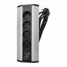 OMU system COR6 4G sarokelosztó 4x2+F schucko aljzat ezüst 220-240VAC 16A 1,8m kábel hossz