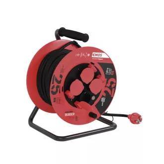   EMOS kábeldob dobos hosszabbító 3x1.5mm2 gumikábellel 4x2+F aljzat 25m IP44 P08225 kültéri