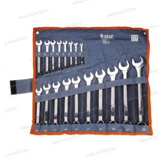   Extol 6734 csillag-villás kulcs készlet CrV., elliptikus, vászon tartóban : 18db, 6-30mm