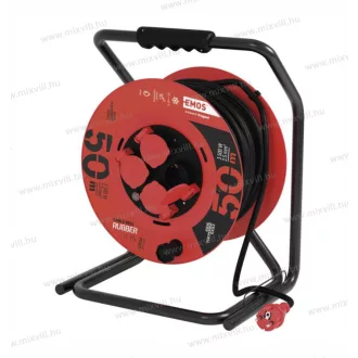   Emos dobos hosszabbító 4 alj. 50m 2,5mm2 gumikábellel H05RR-F IP44 P19221