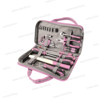   Extol Lady 6596 szerszámkészlet, 39db, 1/4": Extol Lady, rózsaszín, 8 dugófej (5-14mm), fogó, csavar