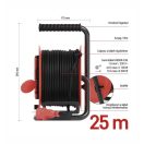 25m dobos hosszabbító gumi kábellel 25m 3x1mm2 4x2+F IP44 P082251 Emos