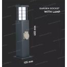 V-TAC SKU-8822 kültéri kerti lámpatest álló szögletes IP44 E27 2x2+F dugaljal