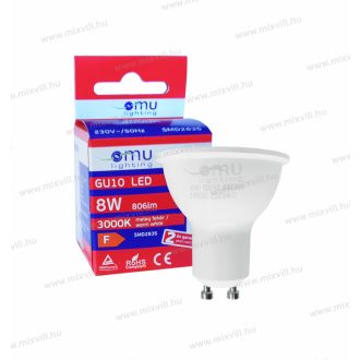   OMU Lighting LB LED izzó GU10 spot 8W 806lm 3000K meleg fehér 2 év garancia LBGU108.08063000