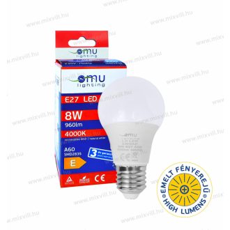   OMU Lighting LB LED izzó E27 A60 8W 960lm 4000K természetes fehér emelt fényerejű 3 év