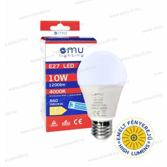   OMU Lighting LB LED izzó E27 A60 10W 1200lm 4000K természetes fehér emelt fényerejű 3 év garancia