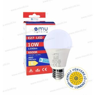   OMU Lighting LED izzó E27 A60 10W 1200lm 6500K hideg fehér emelt fényerejű garancia 3 év