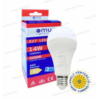   OMU Lighting LED izzó E27 A65 14W 1680lm 3000K meleg fehér garancia 3 év