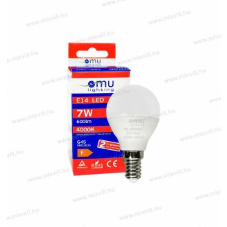   OMU Lighting LED izzó E14 G45 7W 600lm 4000K természetes fehér garancia 2 év LBE14G457.06004000
